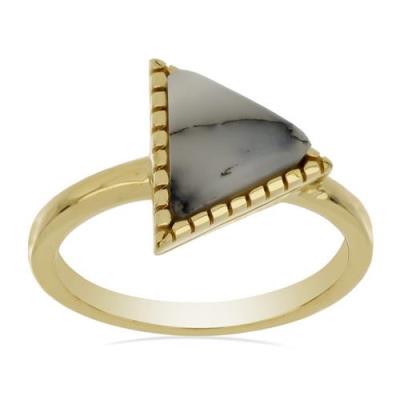 NATURAL DENDRATIC AGATE GEMSTONE BRASS RING